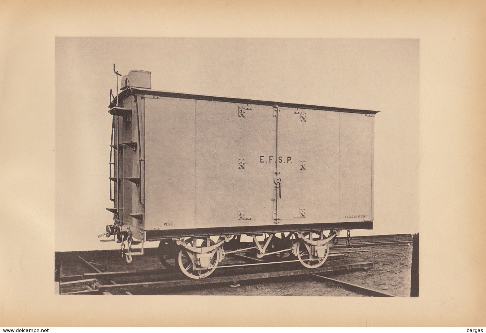 Planche Train Chemins De Fer Wagon Fermé Pour Compagnie Du Brésil Par Baume Et Marpent Haine Saint Pierre - Spoorweg