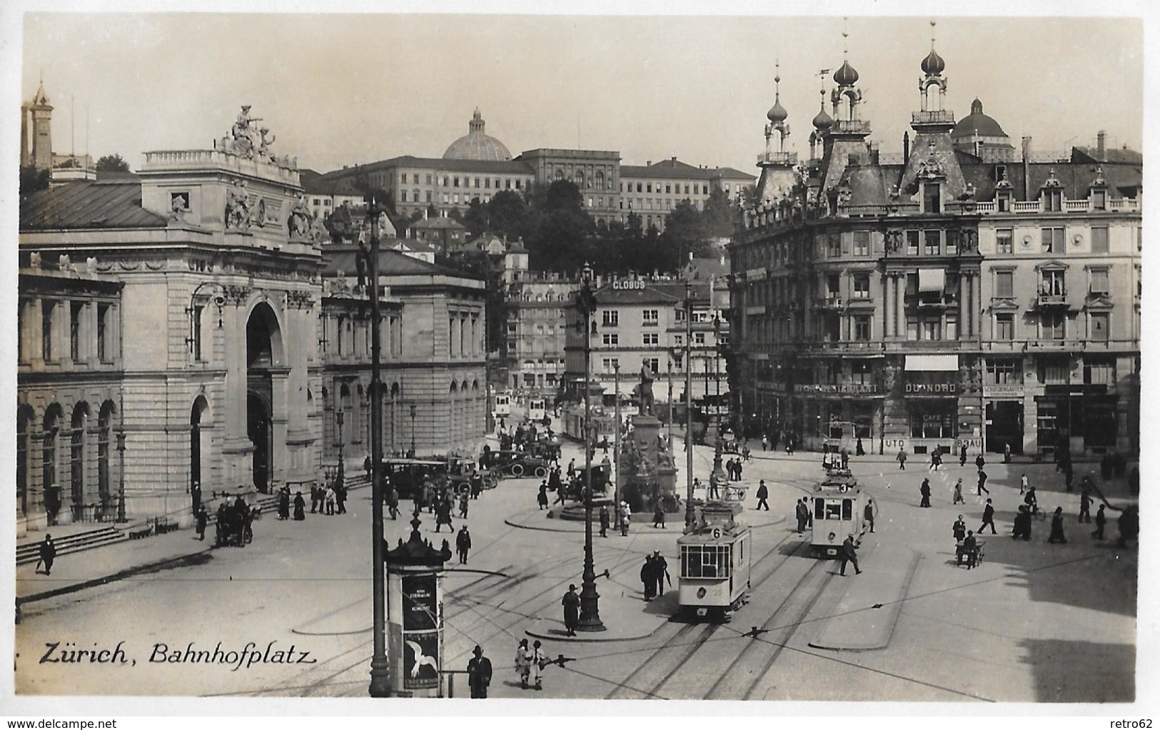ZÜRICH → Bahnhofplatz Mit Tram Und Vielen Passanten, Ca.1925 - Zürich