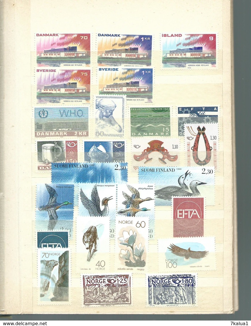 Lot de timbres neufs ** divers pays ( Europe surtout)  cote environ 650 €. 14 pages