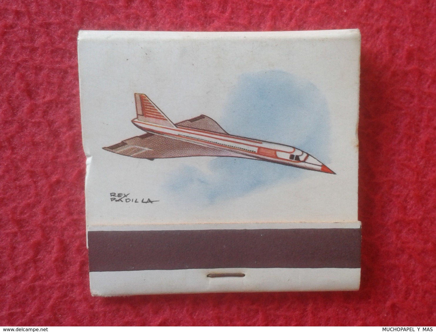 SPAIN ANTIGUA CAJA DE CERILLAS OLD MATCHBOX ALLUMETTES BOX AVIÓN AIR PLANE AIRPLANE AVIATION 30 BAC CONCORDE SUPERSÓNICO - Cajas De Cerillas (fósforos)