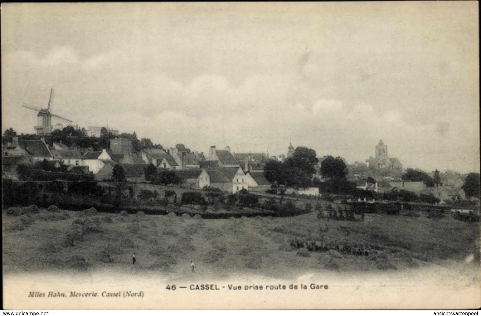 Cp Cassel Nord, Vue Prise Route De La Gare, Blick Auf Den Ort, Windmühle, Kirche - Altri & Non Classificati