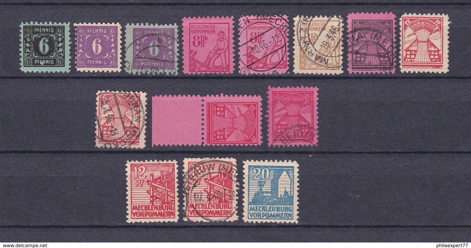 Mecklenburg-Vorpommern - 1945/46 - Michel Nr. 8/11+15/16+18/19+36+38 - Postfrisch/Ungeb./Gest. - 85 Euro - Other & Unclassified