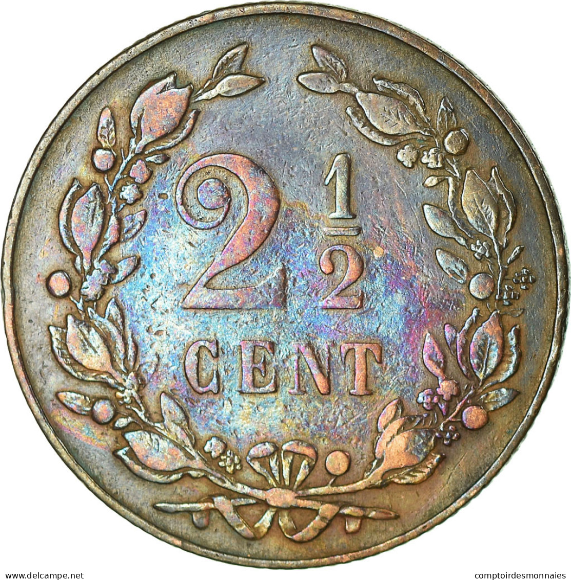 Monnaie, Pays-Bas, Wilhelmina I, 2-1/2 Cent, 1898, TTB, Bronze, KM:108.2 - 2.5 Centavos