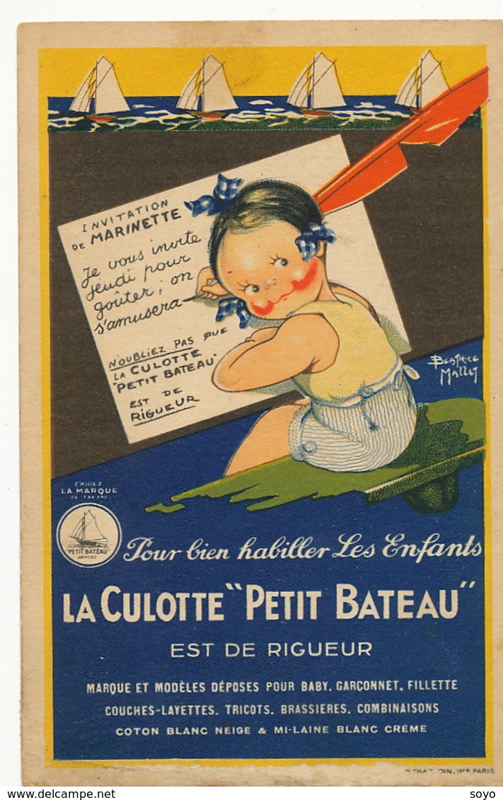 Pub Signée Beatrice Mallet Culotte " Petit Bateau "  Marinette Coton - Advertising