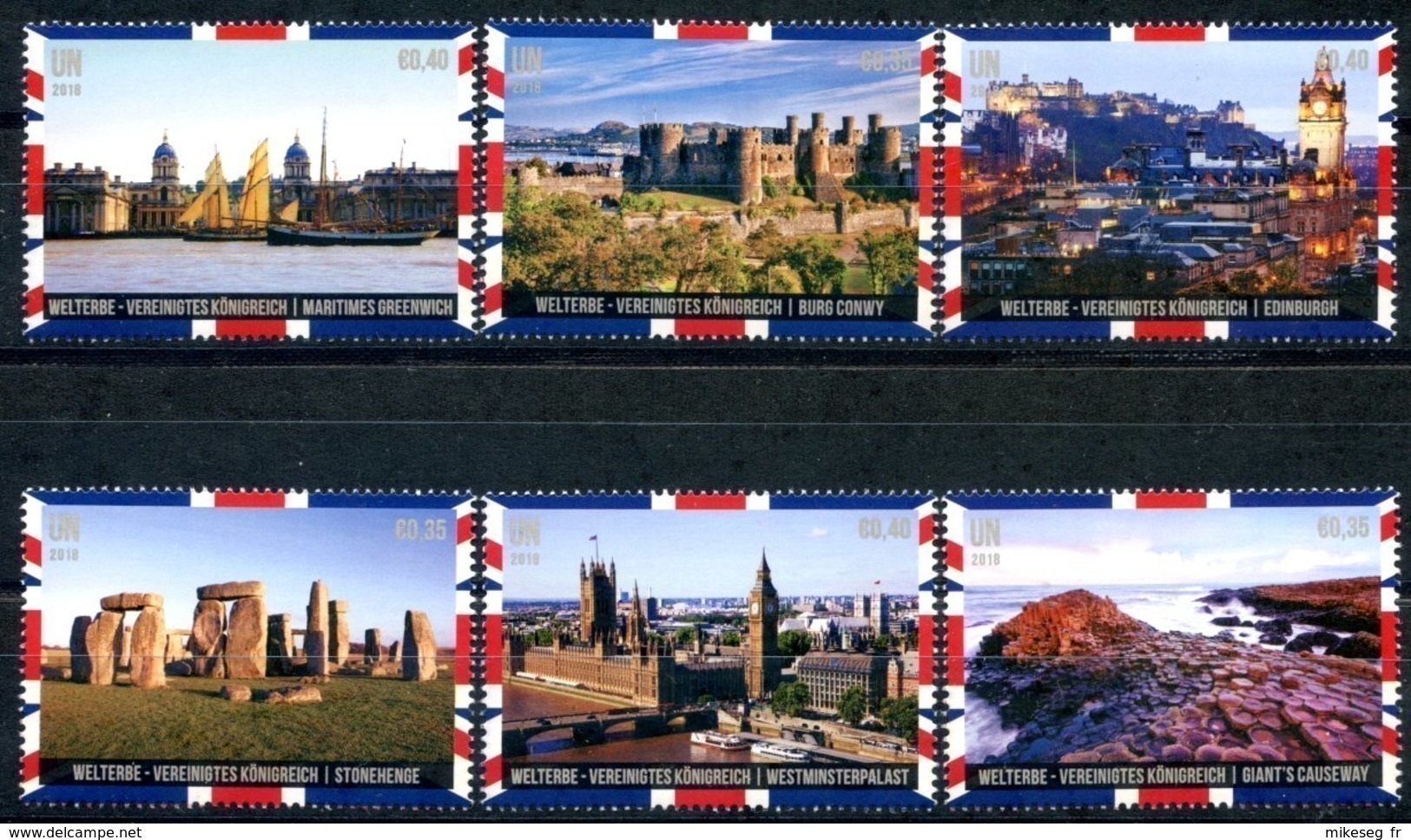 ONU Vienne 2018 - Unesco - Patrimoine Mondial "United Kingdom" 6 Timbres Détachés De Carnet De Prestige ** - Unused Stamps