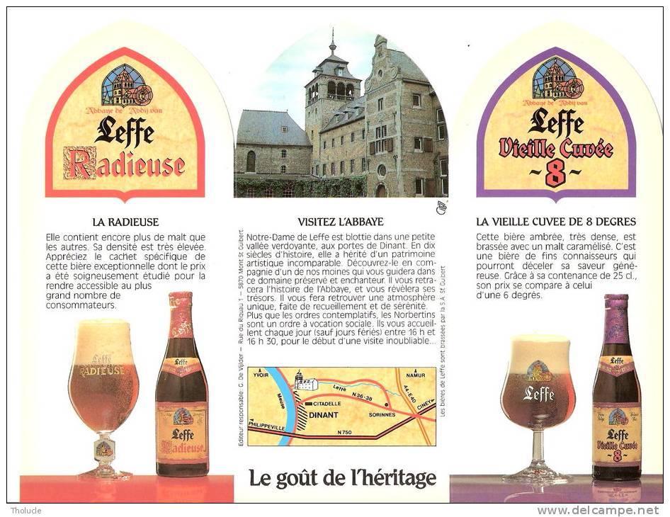 Abbaye De Leffe- Bière- Brasserie Mont St Guibert- Publicité De Table- Triptyque -Recto-Verso- 22x16,5 Cm - Andere & Zonder Classificatie