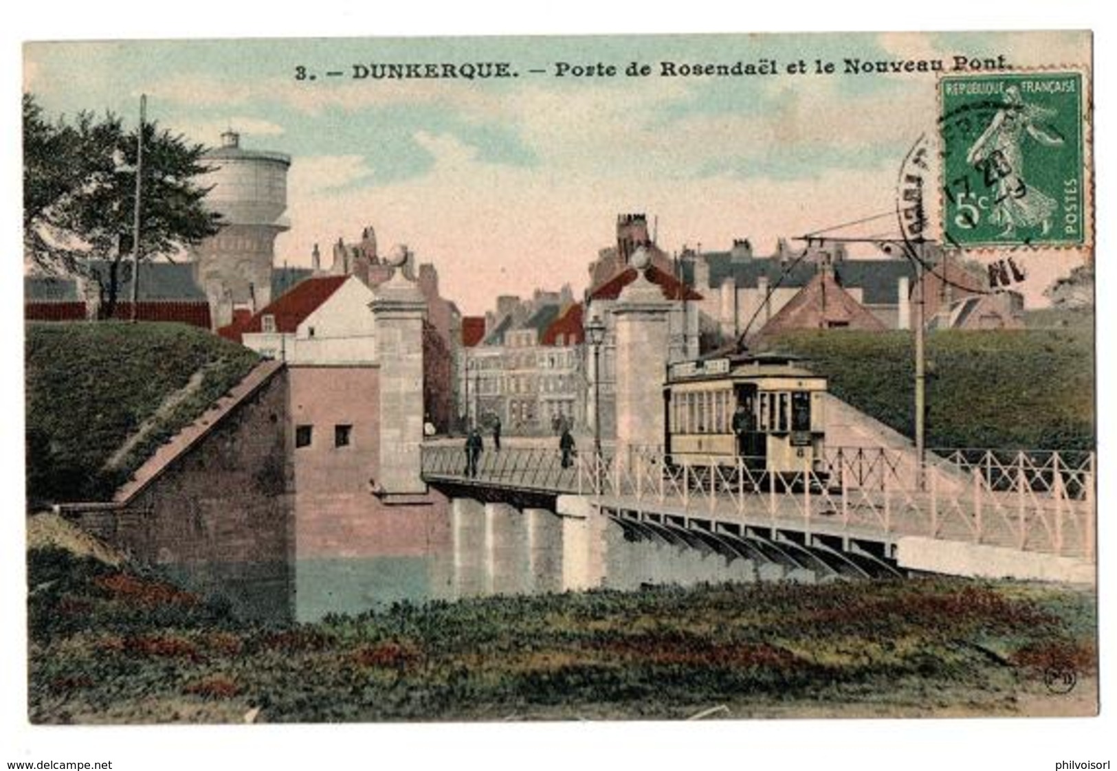 DUNKERQUE POSTE DE ROSENDAEL OMNIBUS CARTE COULEUR ANIMEE - Dunkerque