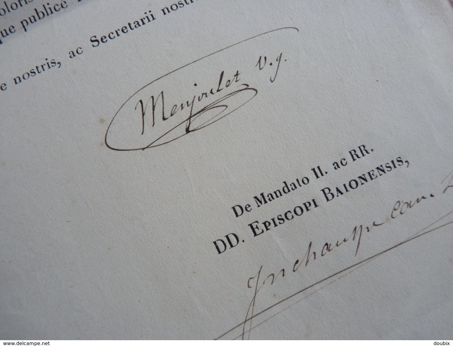 Jean Maximilien MENJOULET (1804-1882) Vicaire General BAYONNE. 2 X Autographe - Autres & Non Classés