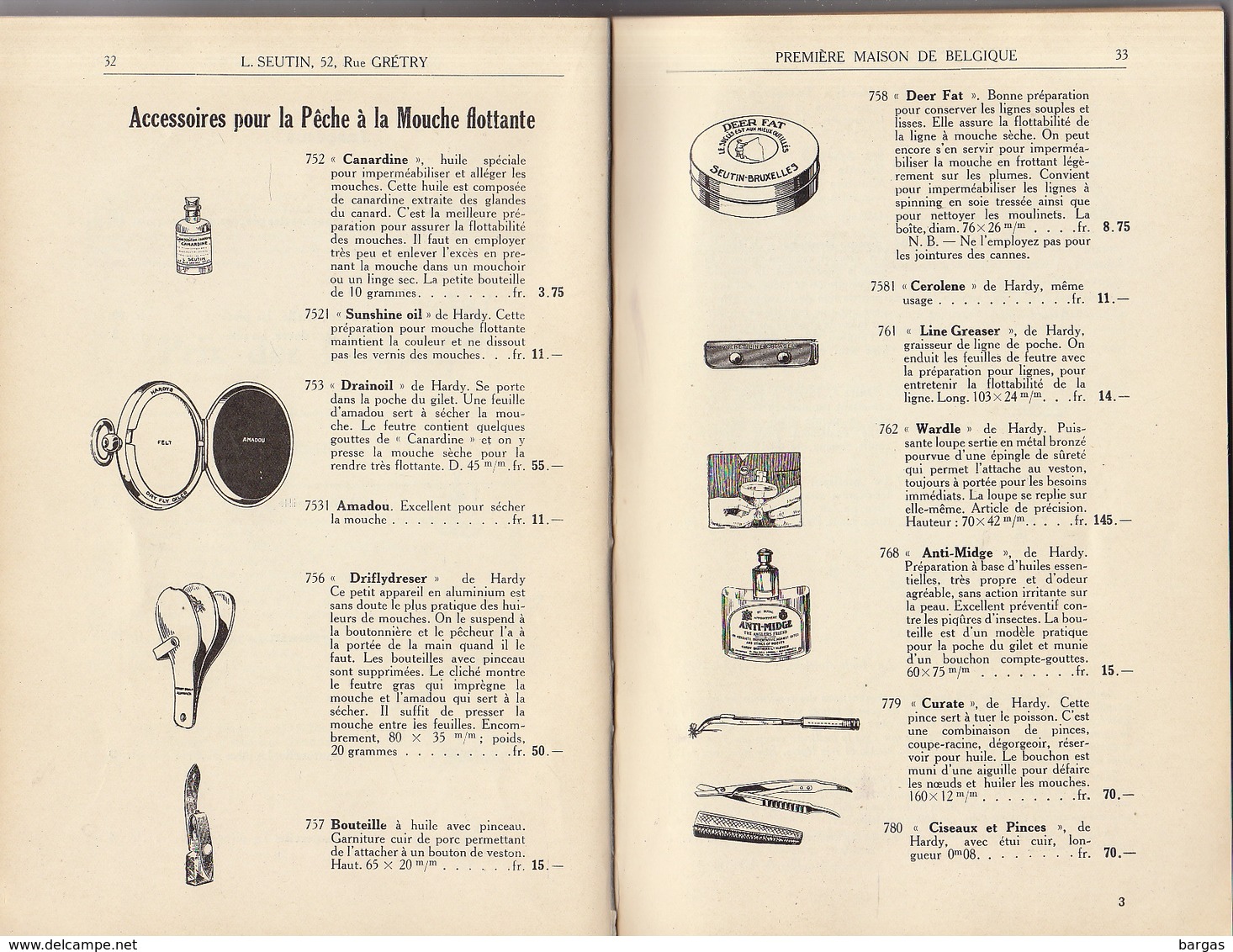 Rare livre catalogue de Pêche Léon Seutin bruxelles mouche lancer moulinet canne truite saumon