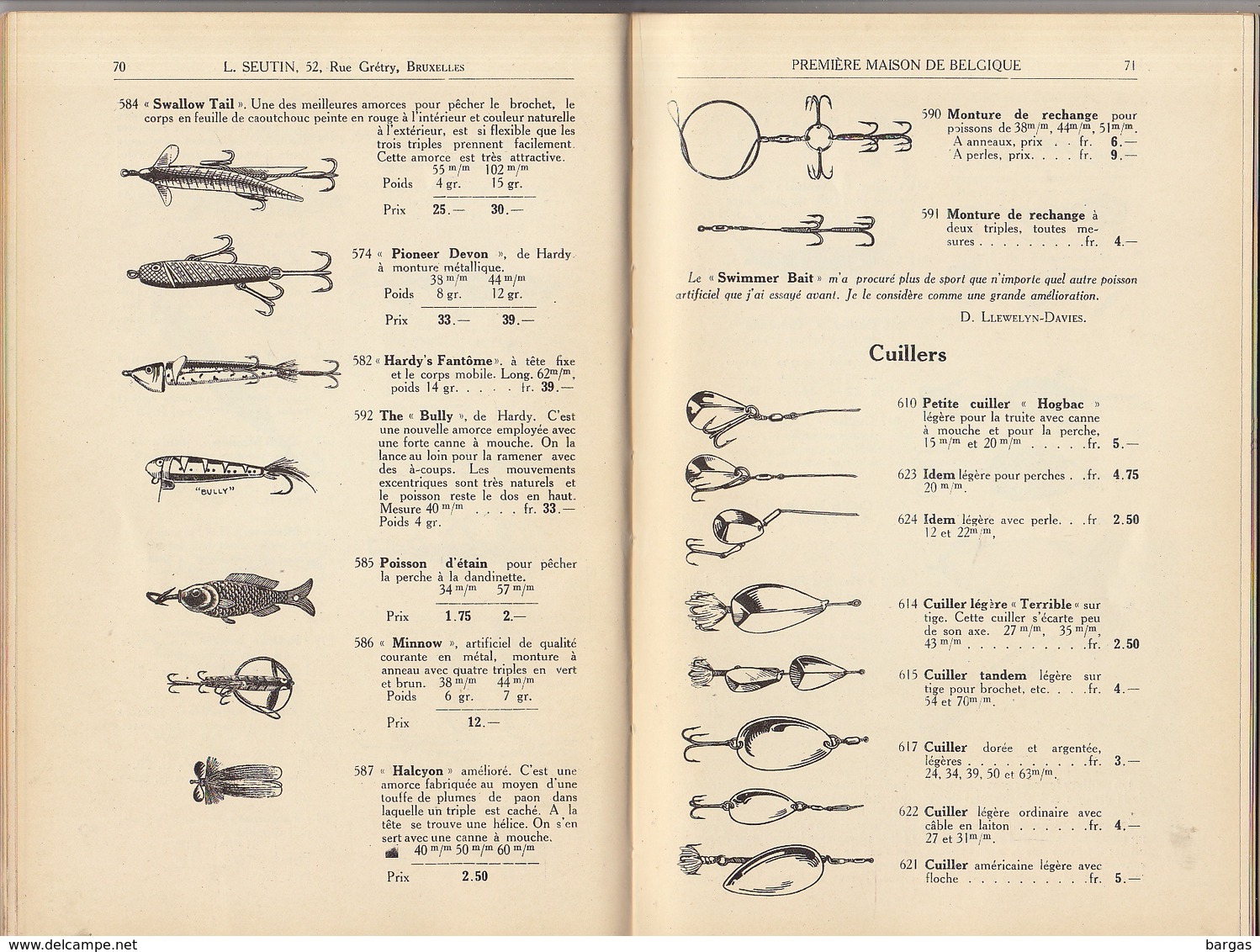 Rare livre catalogue de Pêche Léon Seutin bruxelles mouche lancer moulinet canne truite saumon