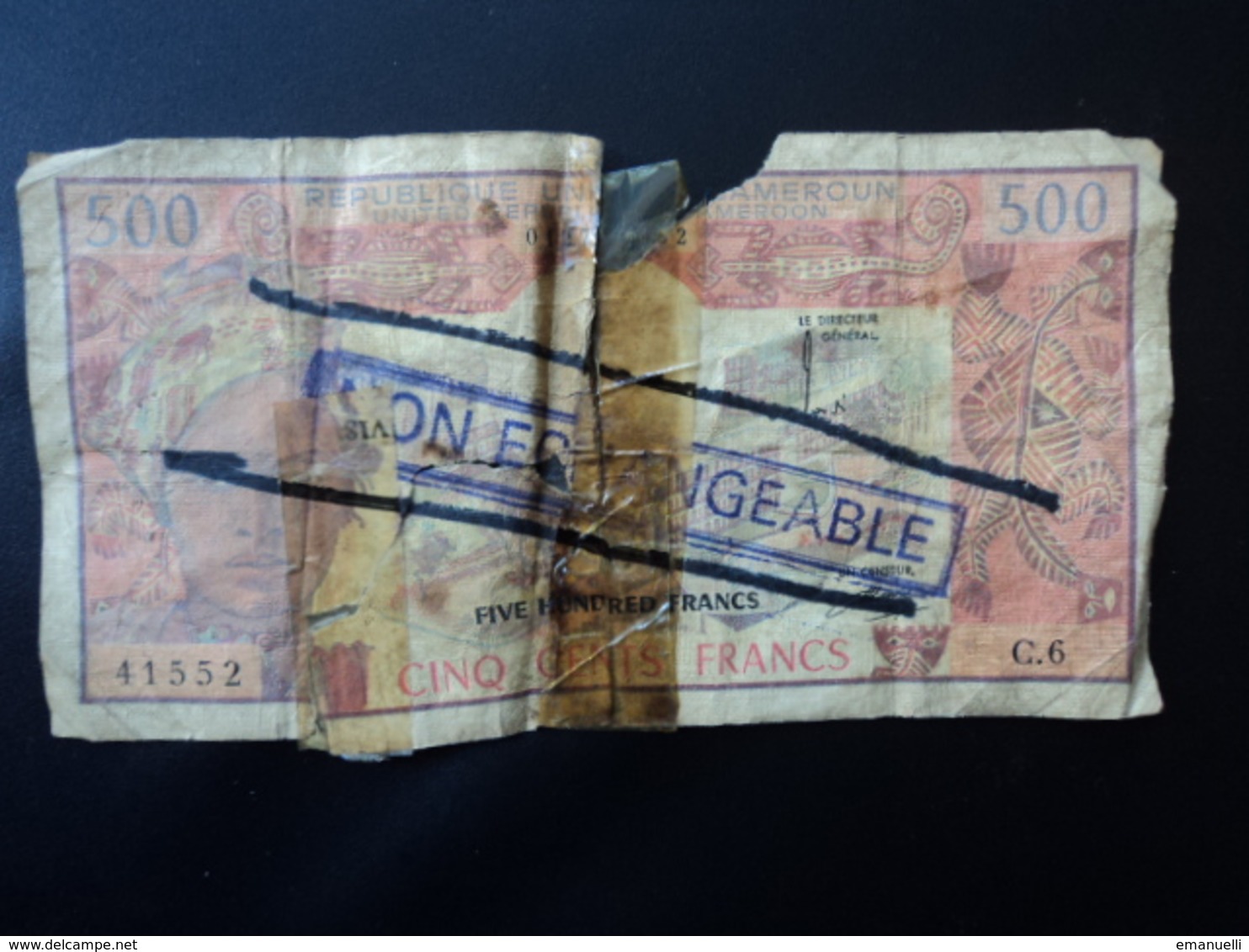 CAMEROUN : 500 FRANCS   ND  Série C   P 15b   NON ÉCHANGEABLE   Qualité AB * - Camerún