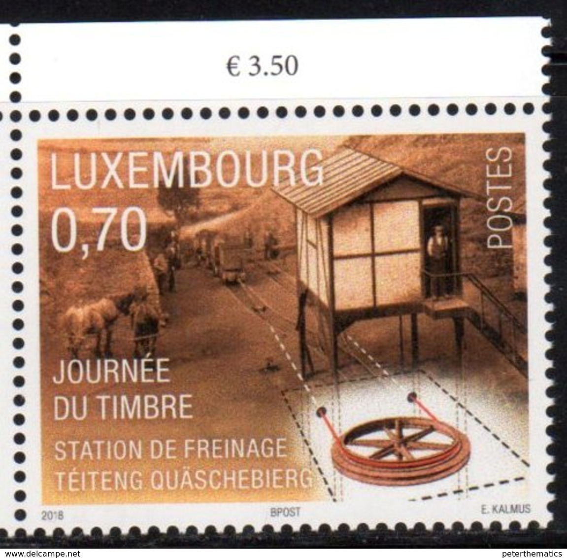 LUXEMBOURG, 2018, MNH,STAMP DAY, HORSES, MINING, 1v - Dag Van De Postzegel