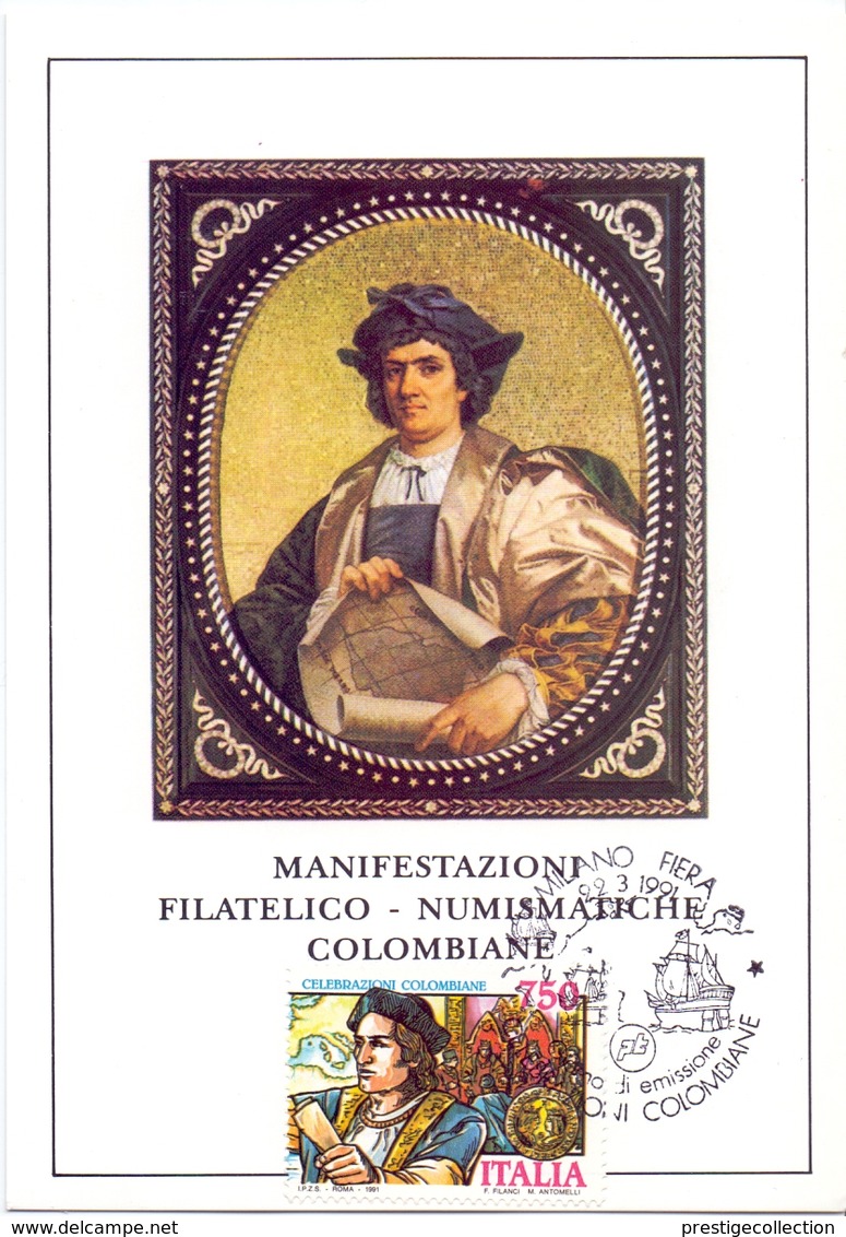CELEBRAZIONI COLOMBIANE   1991 MAXIMUM POST CARD (GENN200248) - Esposizioni Filateliche