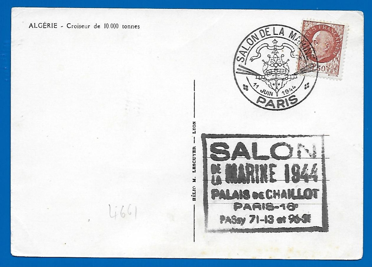 11 Juin 1944 - Croiseur ALGERIE - Salon De La Marine Paris (4661) - Naval Post