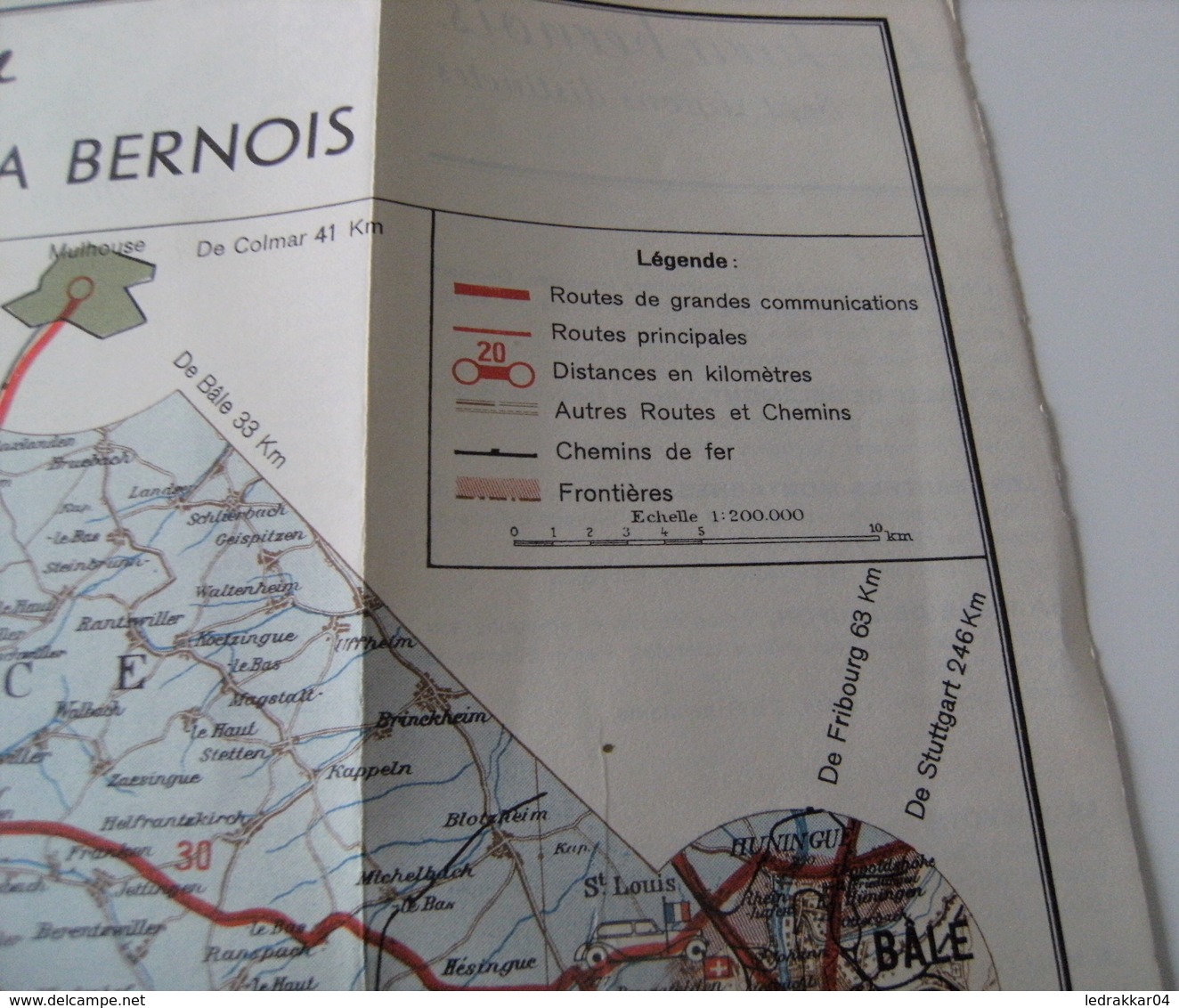 Carte automobile le jura en auto Kümmerly frey pro jura delémont vintage rétro