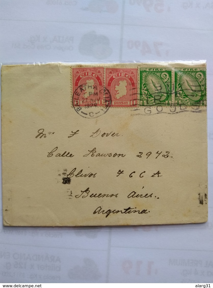 Ireland 1929 Cover To Argentina.slogan Pmk Buy Irish Goods From Baile Atha Transit Pmk And Reception At Back - Covers & Documents