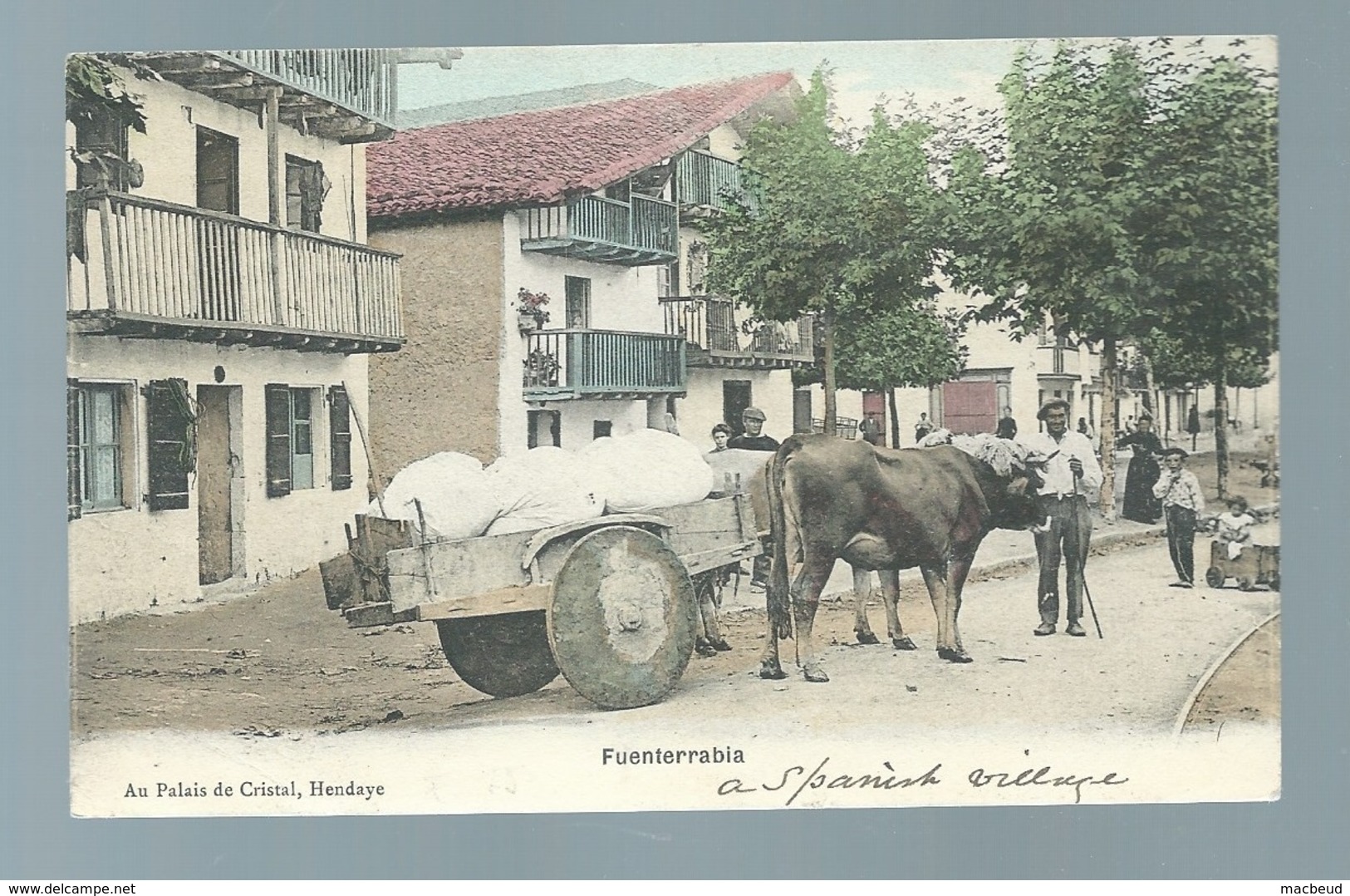 Espagne Fuenterrabia Carro Con Buyes Attelage Boeuf  ( Plis Dans Un Angle )  Maca0466 - Autres & Non Classés