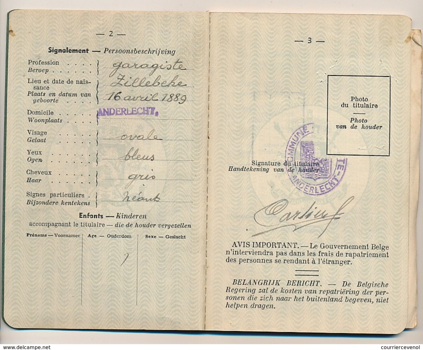 BELGIQUE - PASSEPORT 1952 - Unclassified