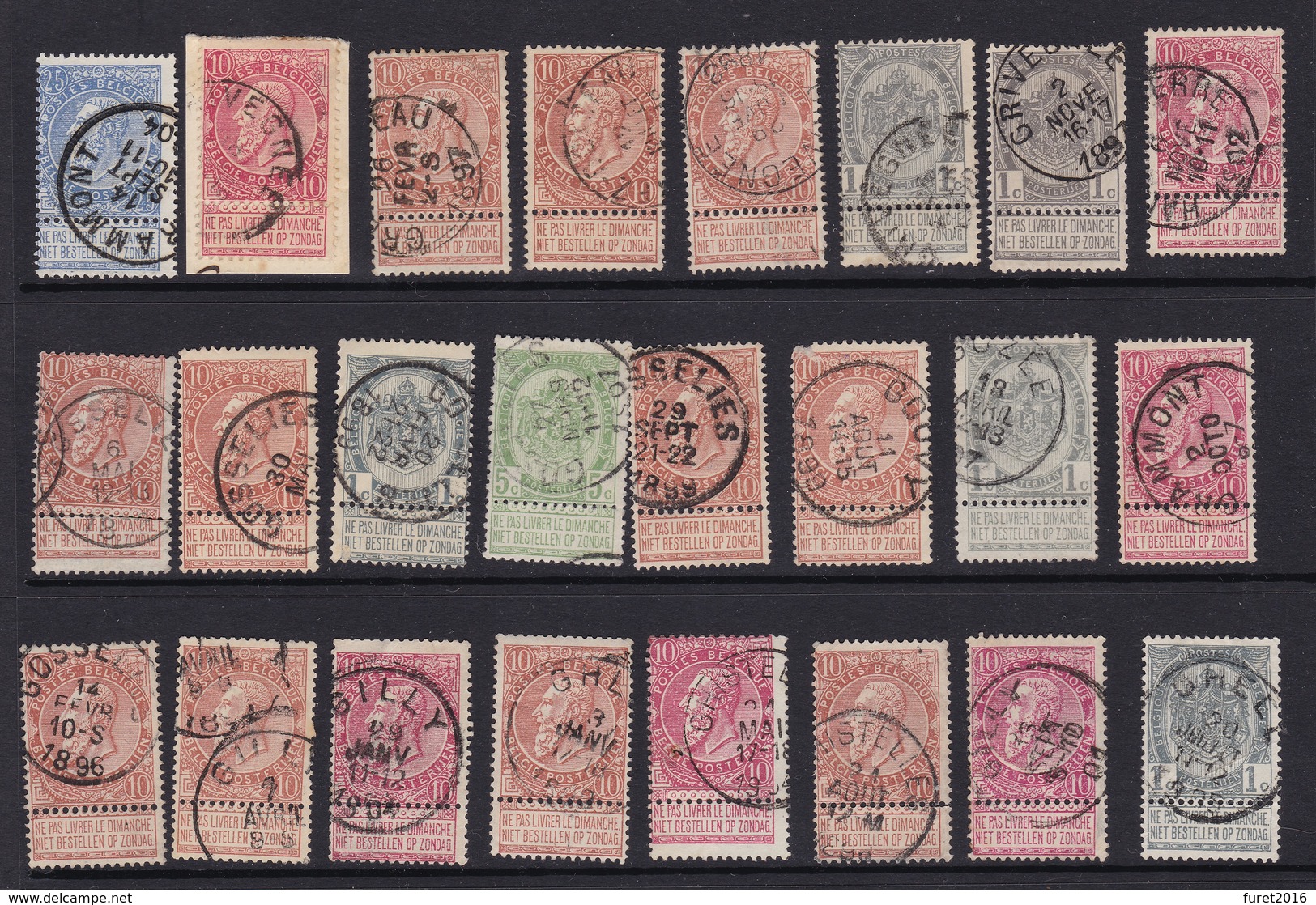 Fine Barbe Et Armoirie : Lot De Timbres Oblitérés - 1893-1900 Schmaler Bart