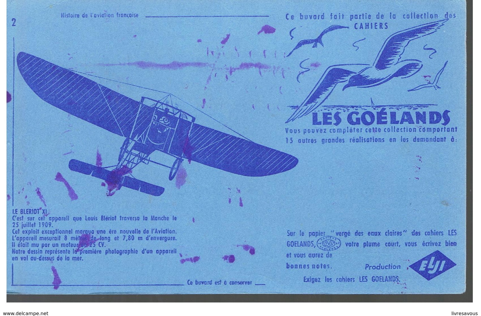 Buvard Cahier LES Goélands Aviation LE BLERIOT XI - Papeterie