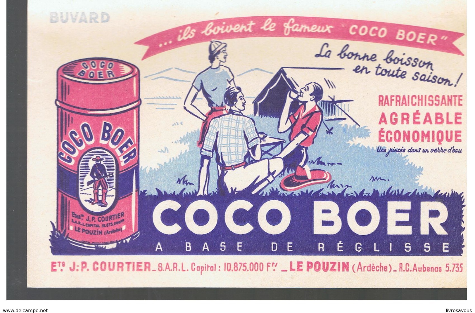 Buvard COCO BOER à Base De Réglisse ETS J.-P. COURTIER LE POUZIN Ardèche - Limonades