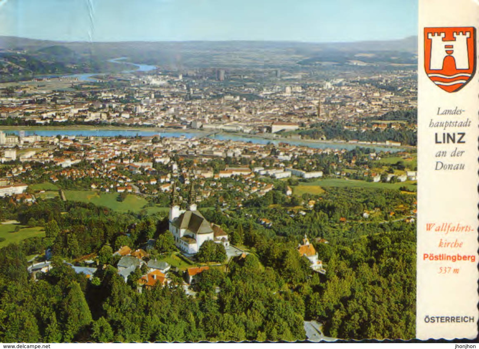 Osterreich - Postcard Used 1975 - Linz On The Danube -  Pöstlingberg, Wonderful Distant View - 2/scans - Linz Pöstlingberg