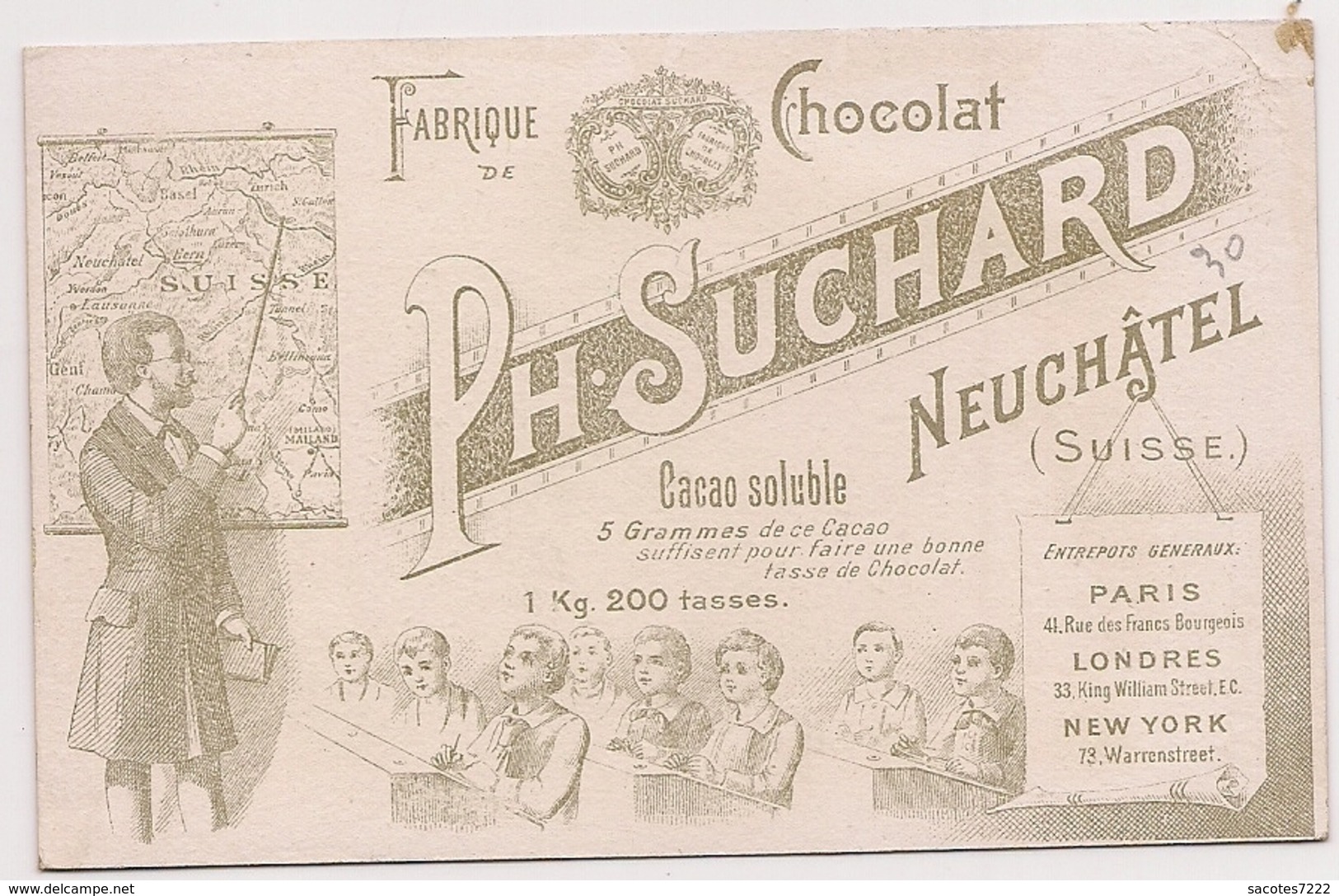 CHROMO   CHOCOLAT SUCHARD -   CARTE DE GEOGRAPHIE - ESPAGNE ..PYRENNEES... BOEUFS... - Suchard