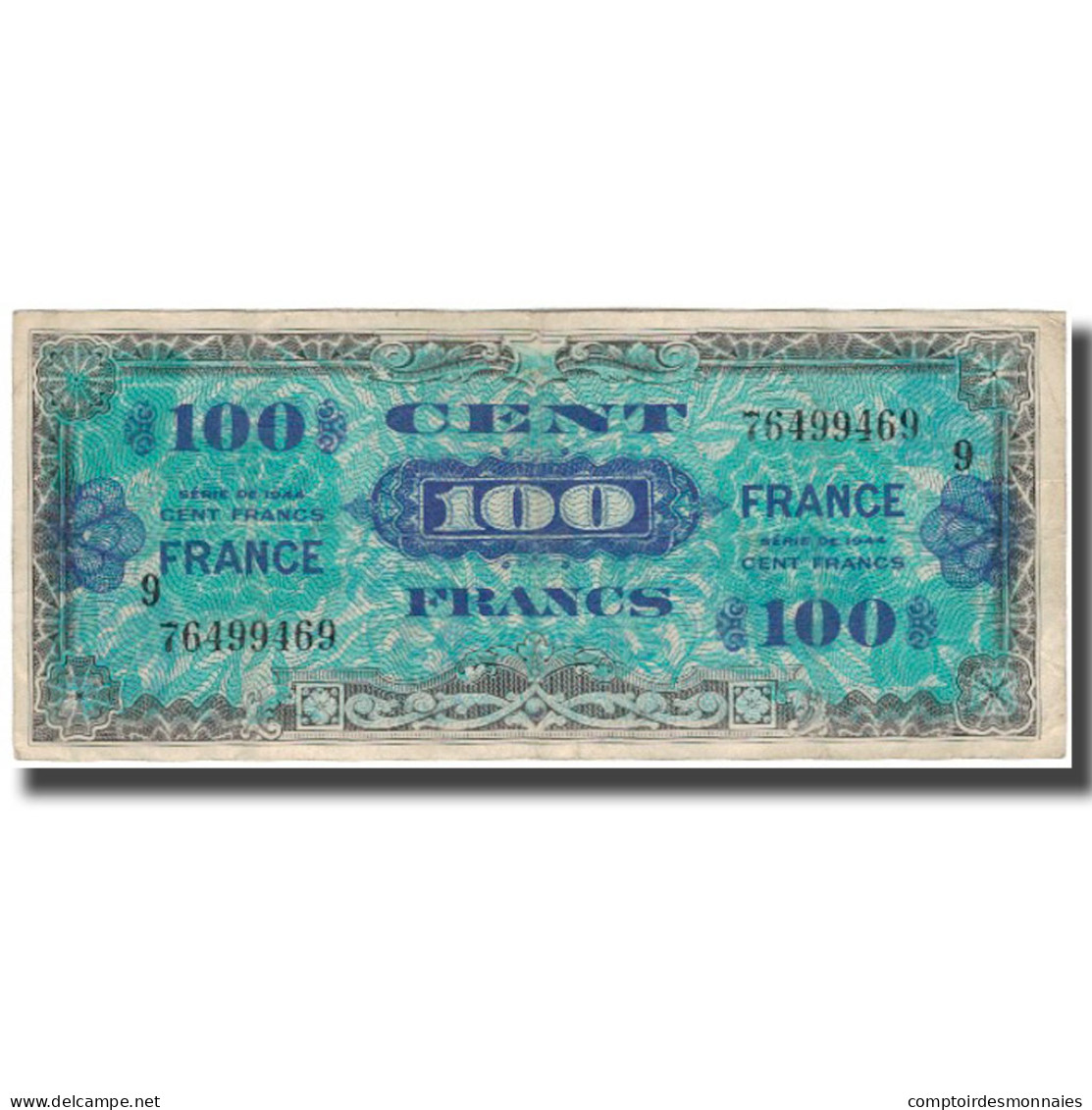 France, 100 Francs, Drapeau/France, 1944, TB+, Fayette:25.9, KM:123d - 1944 Flag/France