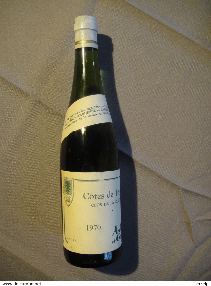 Torgny Bouteille De Vin Côtes De Torgny  Clos De La Zolette 1970 Ardenne Et Gaume ASBL Extrêmenent Rare - Rouvroy