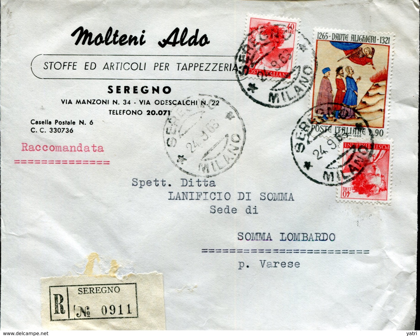 Italia (1966) - Raccomandata Da Seregno (MI) - 1961-70: Storia Postale