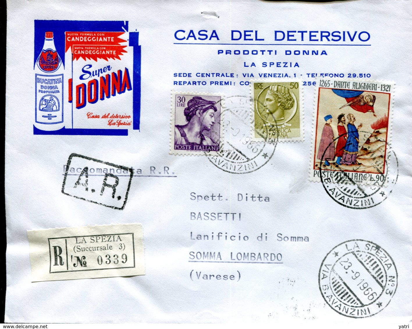 Italia (1966) - Raccomandata Da La Spezia (succ. 3) - 1961-70: Storia Postale