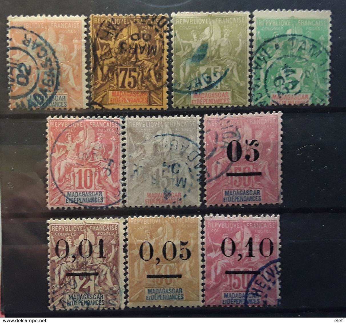 MADAGASCAR 1892 - 1902 , 10 Timbres Dont Surchargés,  Yvert 37, 39 , 40 ,43 / 44 , 48 , 51 / 53 , Obl Sauf 52 Neuf * , - Other & Unclassified