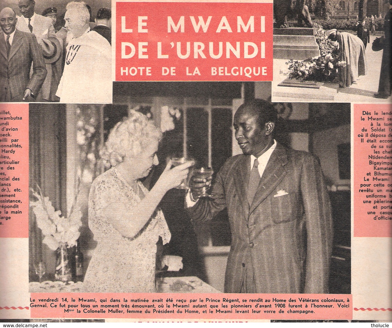 Le Mwami De L'Urundi (Burundi) Hôte De La Belgique-Papeteries De Genval-1 Page-revue "Le Soir Illustré" Du 20-7-1950 - Histoire