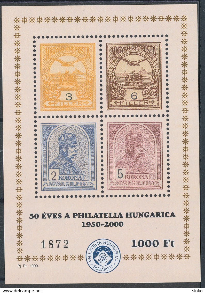 1999. Philatelia Hungarica Is 50 Years Old - Commemorative Sheet - Herdenkingsblaadjes