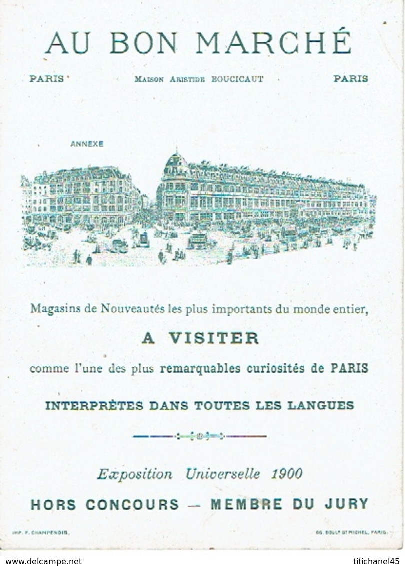 Chromo AU BON MARCHE - ARTILLERIE - Mise En Batterie - Pointage D'une Pièce - Impr. F. CHAMPENOIS, Paris - Au Bon Marché