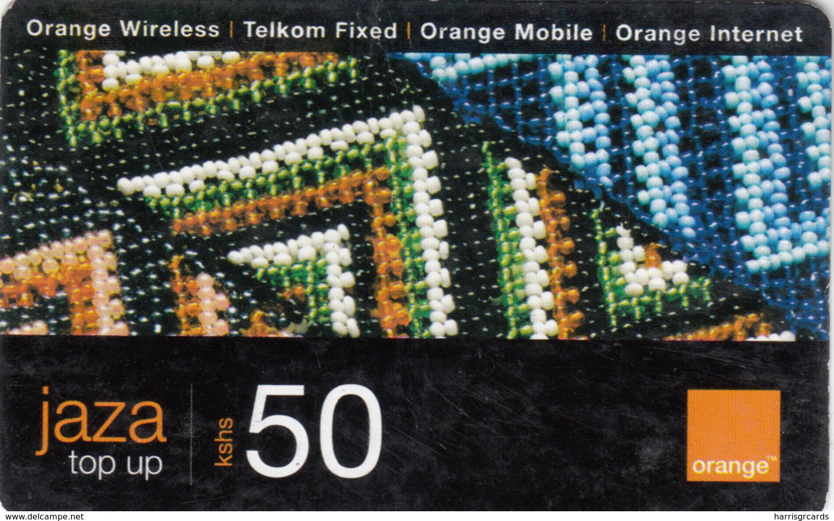 KENYA - Textile 50, Jaza Top Up Orange Card , Expiry Date:03/03/2012, 50 Ksh Used - Kenya