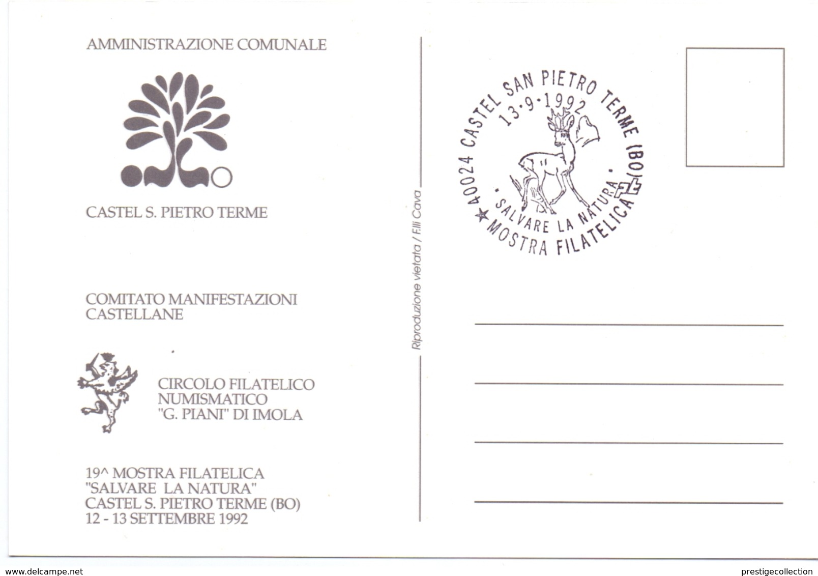 SAN PIETRO TERME ESPOSIZIONE FILATELICA  1992 MAXIMUM POST CARD (GENN200288) - Esposizioni Filateliche