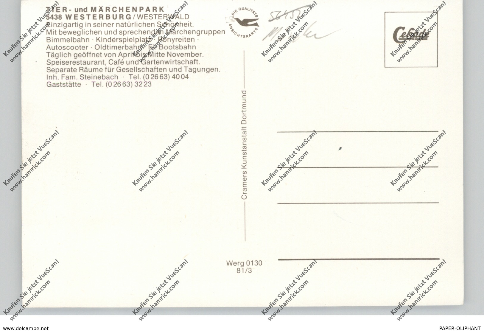 5438 WESTERBURG, Tier- Und Märchenpark - Westerburg