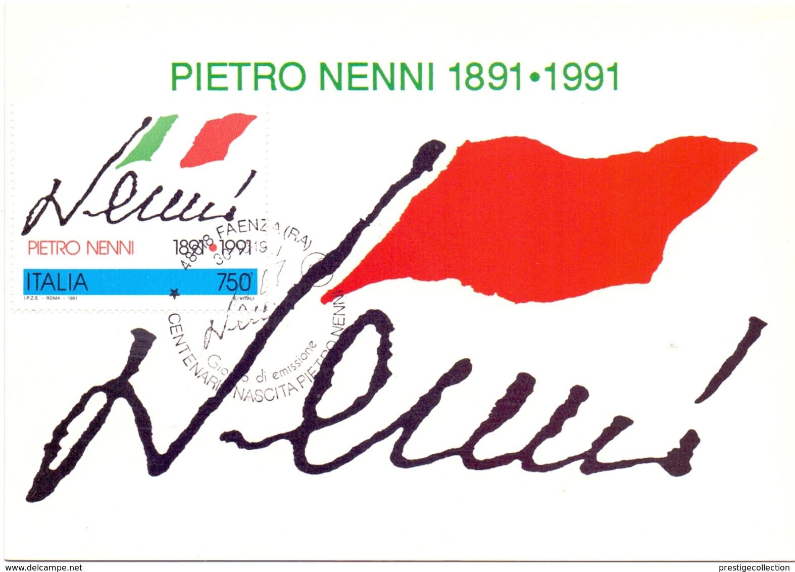 PIETRO NENNI  1991 MAXIMUM POST CARD (GENN200304) - Esposizioni Filateliche