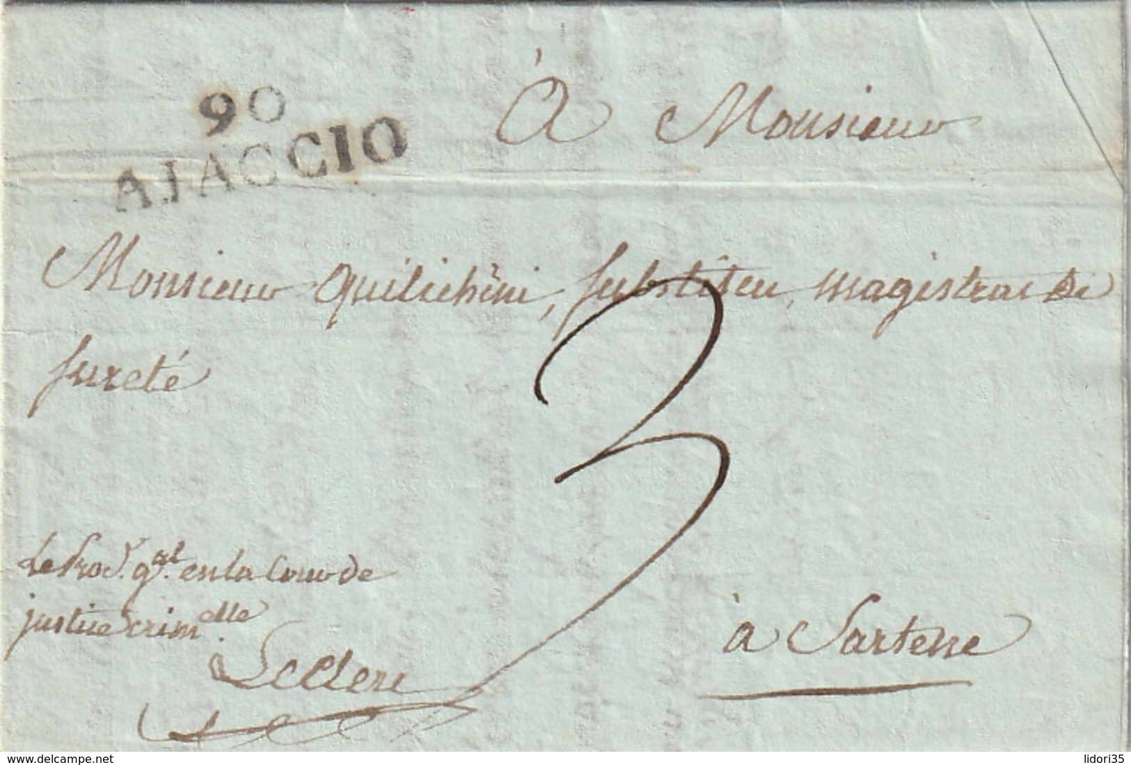 Frankreich / 1809 / Vorphila-Brief L2 90 AJACCIO (4205) - 1801-1848: Vorläufer XIX