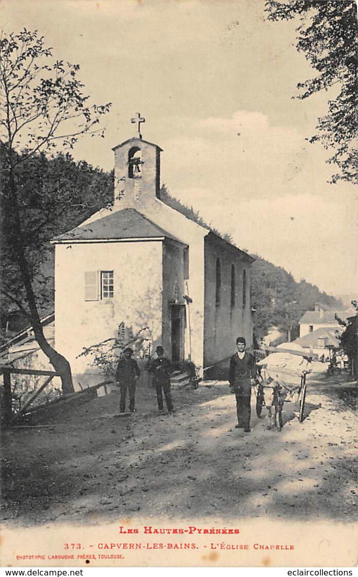 Capvern Les Bains        65         L'Eglise Chapelle  Attelage âne           (voir Scan) - Andere & Zonder Classificatie