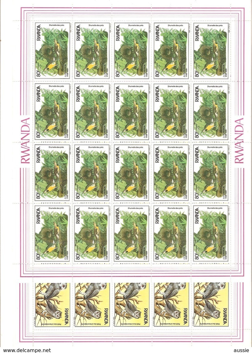 Rwanda Ruanda 1985 OCBn° 1245-1248 *** MNH 20 Séries Cote 550 Euro Faune Oiseaux Vogels Birds Audubon - Neufs