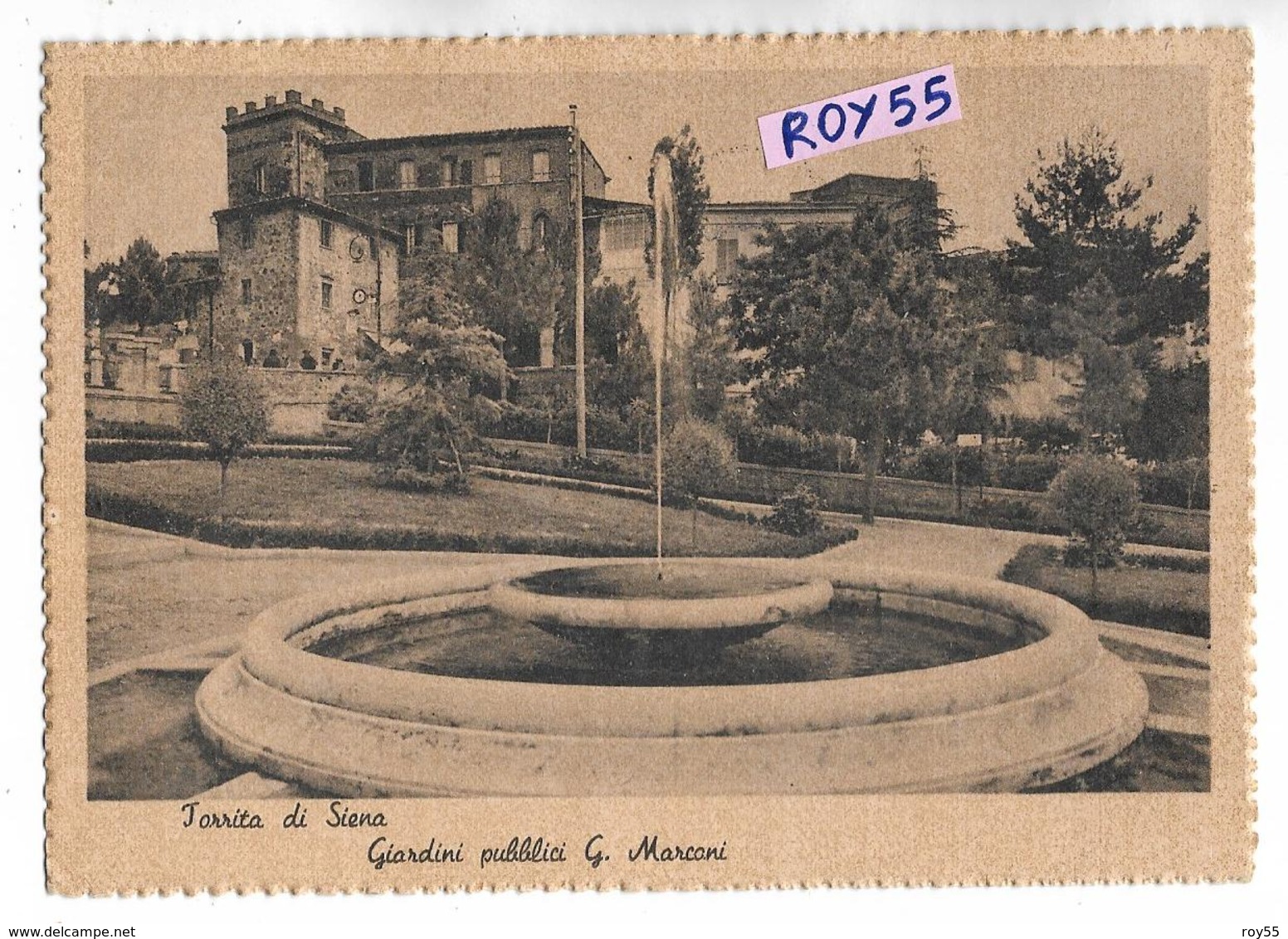 Toscana Siena Torrita Di Siena  Giardini Pubblici G.marconi Anni 40 Vedere Affrancatura E Timbro Postale Retro 1945 - Storia Postale