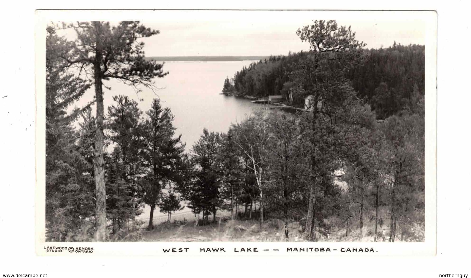 WEST HAWK LAKE, Manitoba, Canada, Cottage & Boathouse, Old Real Photo Postcard - Andere & Zonder Classificatie