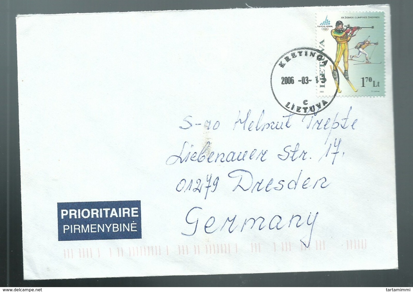 LETTER LETTRE COVER POSTAL HISTORY KRETINGA LIETUVA TO GERMANY SKI BIATHLON - Inverno2002: Salt Lake City