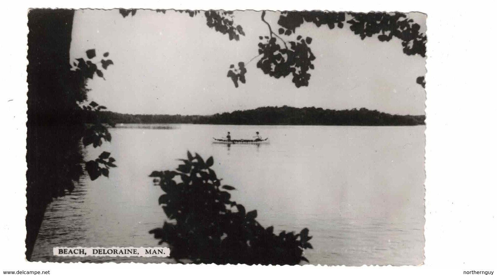 DELORAINE, Manitoba, Canada, Beach, Canoeists, Old Real Photo Postcard - Other & Unclassified