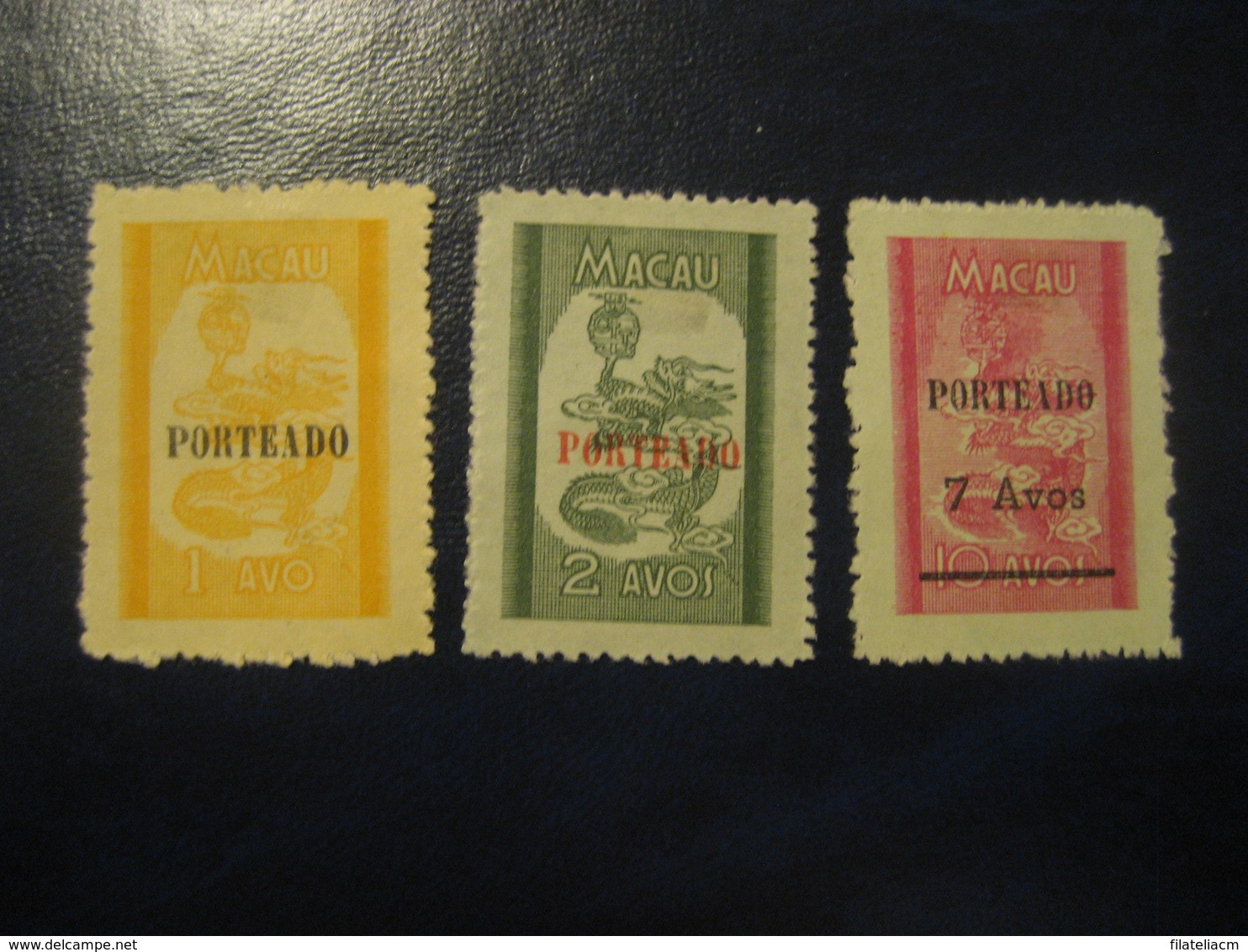 MACAU 1951 Tax Taxe Yvert 53/5 * Hinged No Gum Porteado Overprinted (Cat 2008 6,75 Eur) Macao China Portugal Area - Postage Due