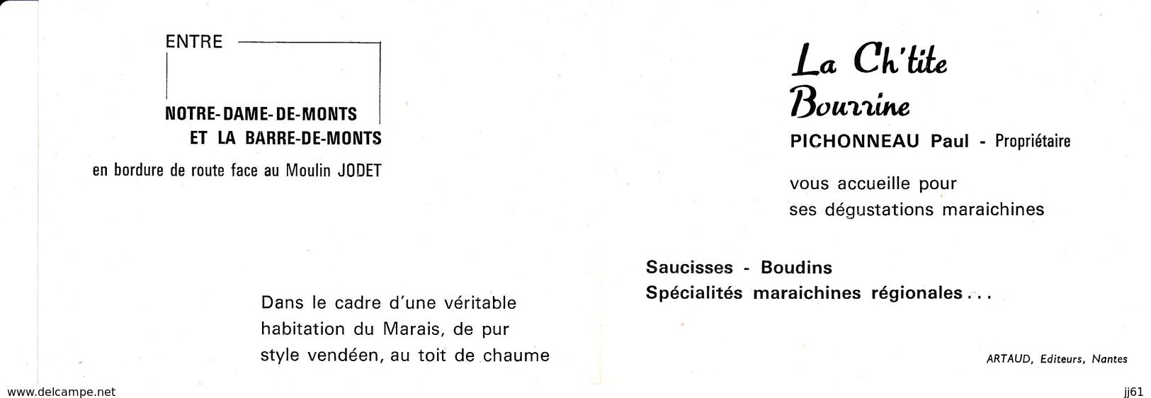 NOTRE DAME DE MONTS ET LA BARRE DE MONTS LA CHTITE BOURRINE PICHONNEAU PAUL PETIT DEPLIANT PUBLICITAIRE - Altri & Non Classificati