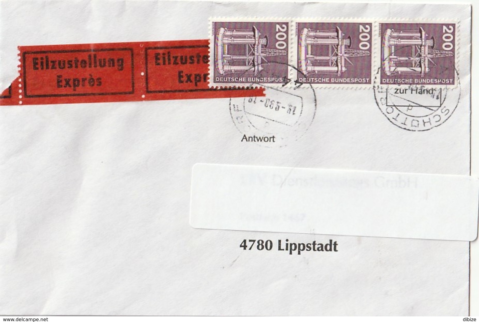 Deutschland. Brief Mit 3 Briefmarken Und Stempel. 1990. Bohrinsel. Einschreiben. - Mineralien