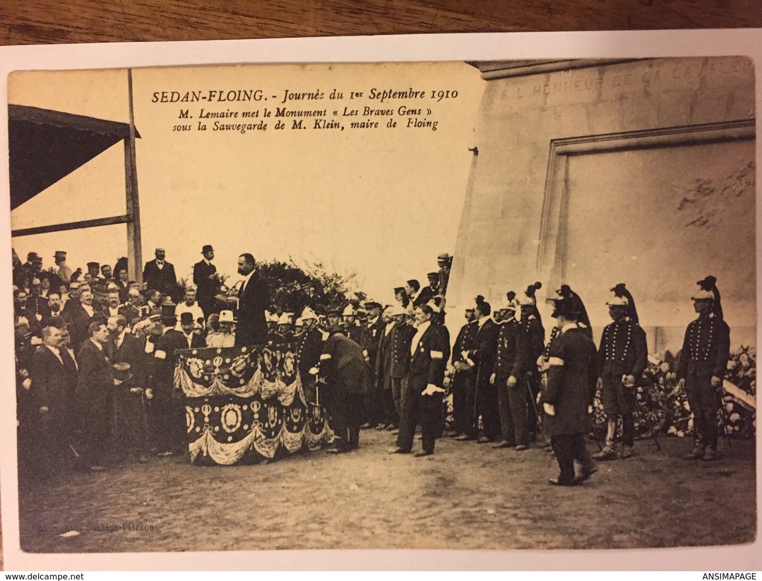 SEDAN-FLOING Journée Du 1° Sept 1910-M.LEMAIRE Met Le Monument"les Braves Gens" Sous La Sauvegardede M Klein - Sedan